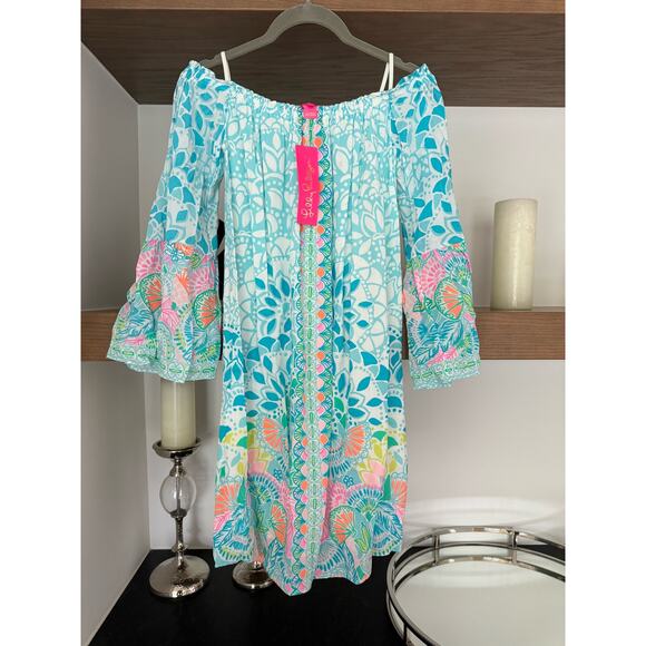 NEW Lilly Pulitzer Nevie Off-The-Shoulder Dress - Picture 2 of 6